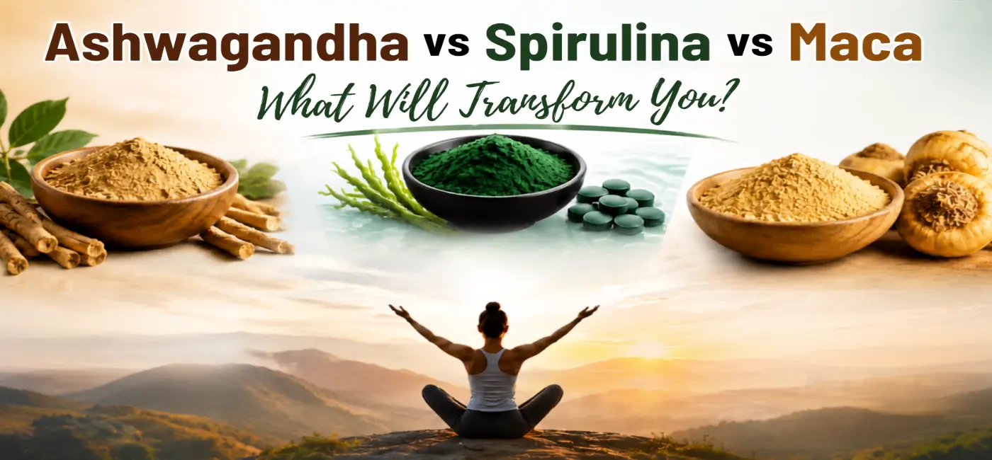 Ashwagandha vs Spirulina vs Maca: What Will Transform You? Compare the benefits of these popular superfoods for energy, stress relief, immunity, focus, and overall wellness.