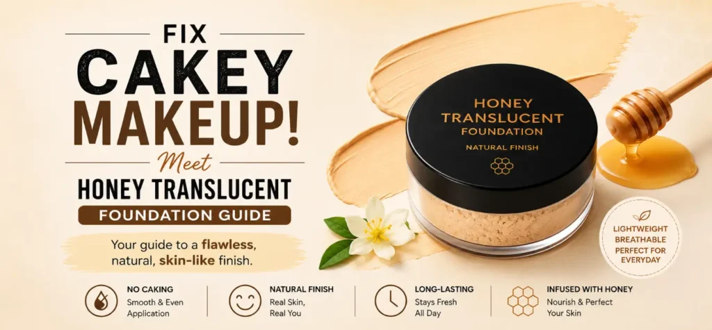 Fix cakey makeup with honey translucent foundation for a smooth, natural skin finish. The ultimate makeup guide for flawless skin.
