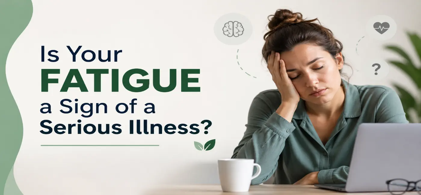 Woman experiencing persistent fatigue at work, highlighting how ongoing tiredness may be a warning sign of an underlying serious illness.