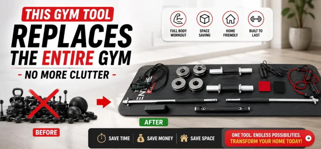 This Gym Tool Replaces the Entire Gym-No More Clutter with all-in-one home gym equipment for full-body workouts, space saving, and home fitness.