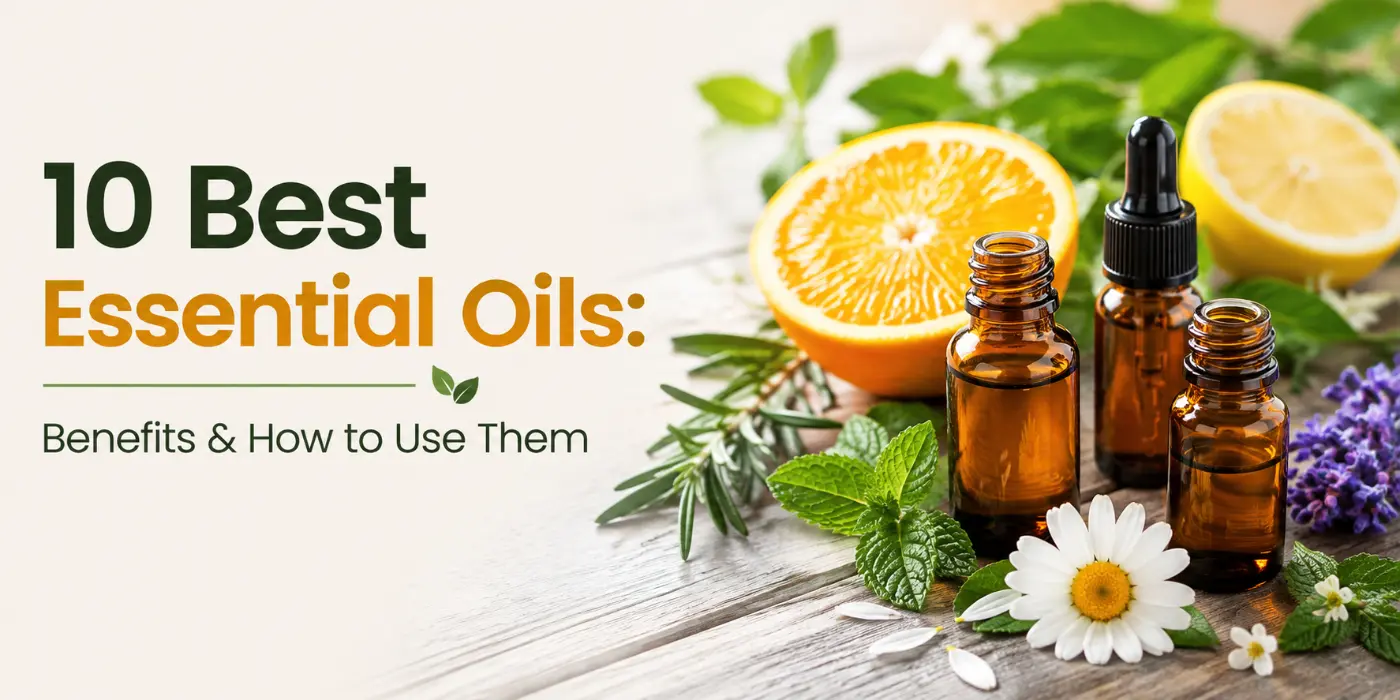 Best essential oils collection with fresh oranges and citrus oil for natural wellness