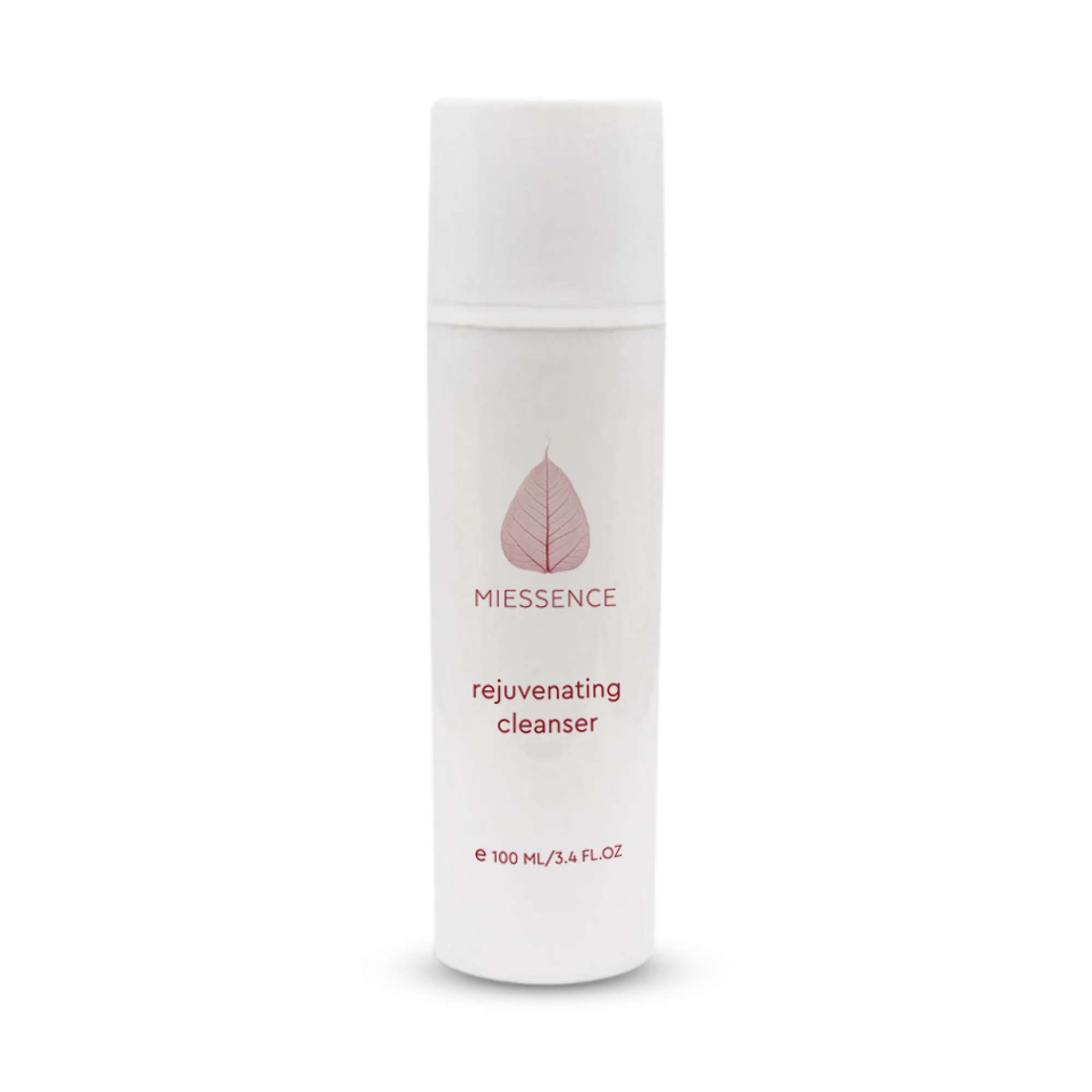 Miessence Rejuvenating Cleanser bottle, the first step before serum and moisturizer in a skincare routine