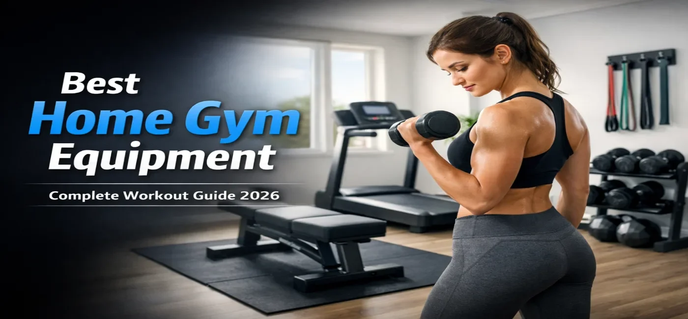 Best home gym equipment complete workout guide 2026 with woman exercising in modern home gym