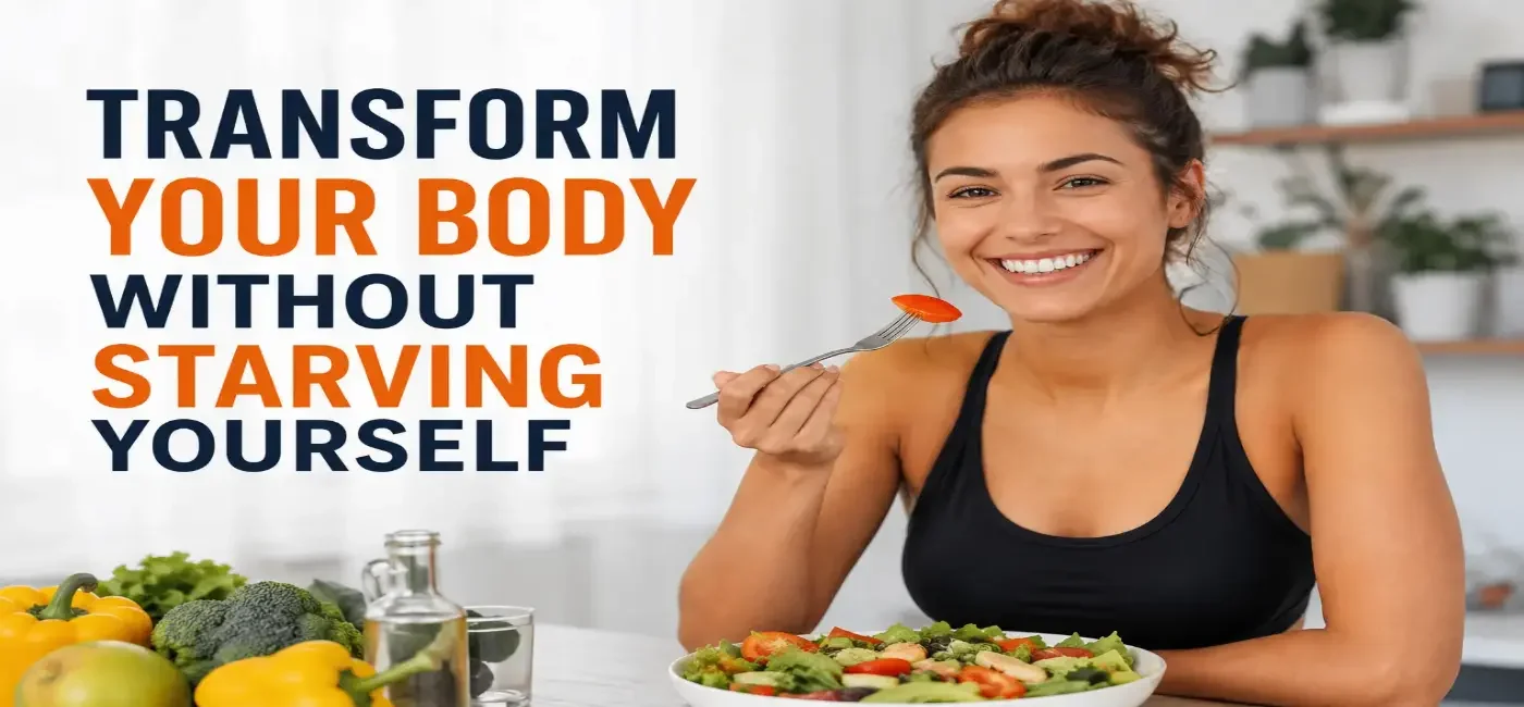 Healthy meal prep with balanced nutrition and fitness gear showing sustainable weight loss without starvation diets or extreme restrictions